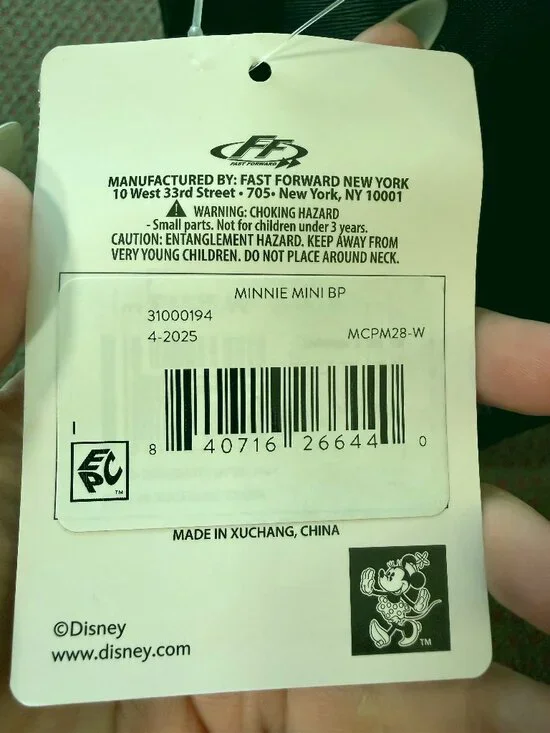 Disney Minnie Mouse Mini Backpack Black Quilted Ears Bow NWT - Picture 13 of 14